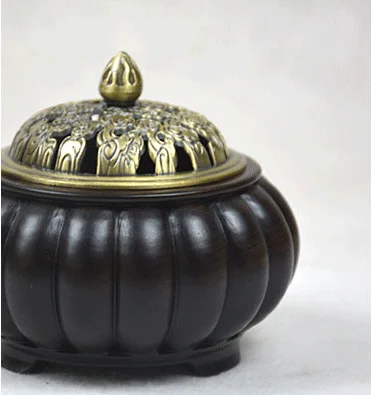 pumpkin Горелка для благовоний из цельного сандалового дерева, черная горелка для благовоний из розового дерева, горелка для благовоний из твердой древесины, бытовая декоративная горелка для украшения - Цвет: pumpkin