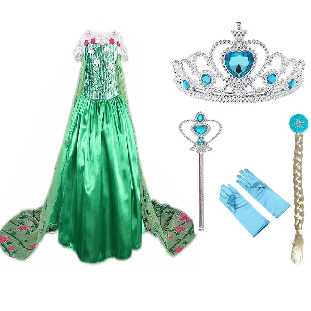Лидер продаж; детское летнее платье принцессы Анны и Эльзы для девочек; Vestidos; платье для младенцев; платья для малышей; детская одежда для костюмированной вечеринки - Цвет: Армейский зеленый
