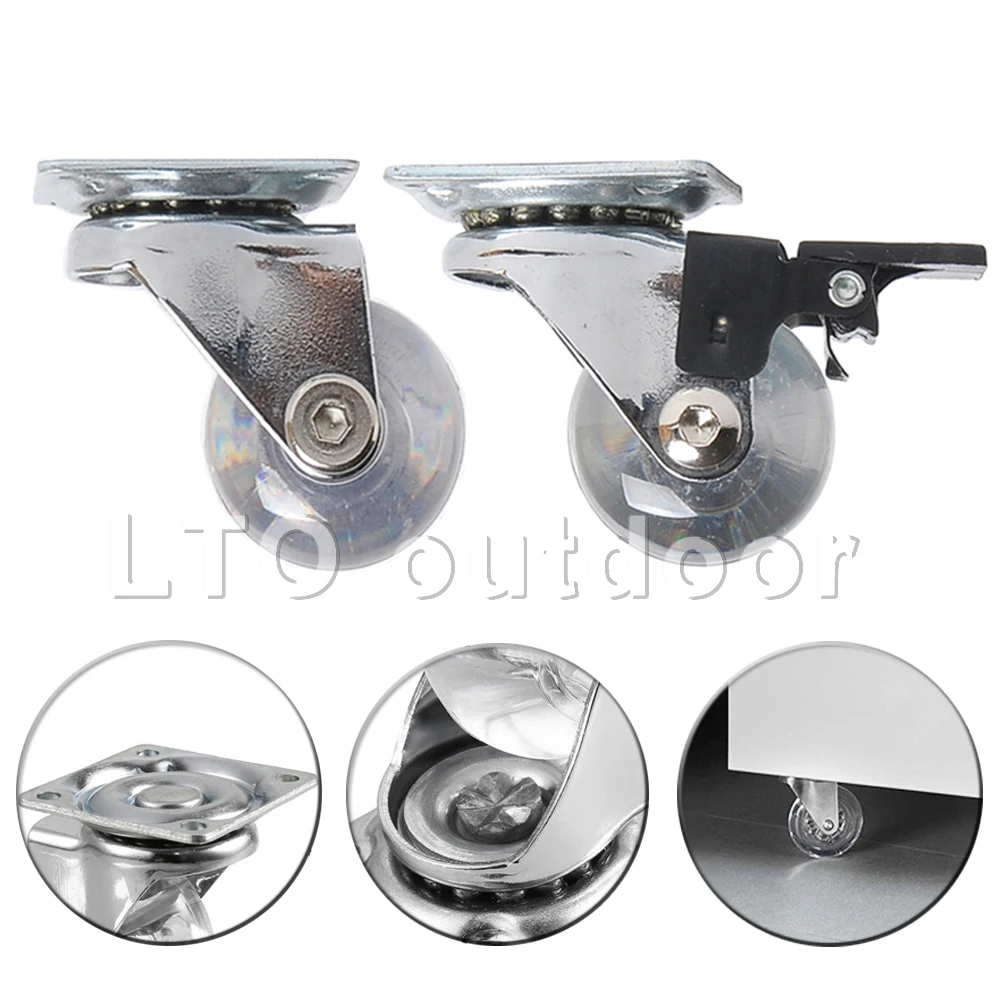 

1PCS 360 Degree Transparent Swivel Caster Wheels, Heavy Duty Caster With Top Plate No Noise Wheels For Furniture Accessories