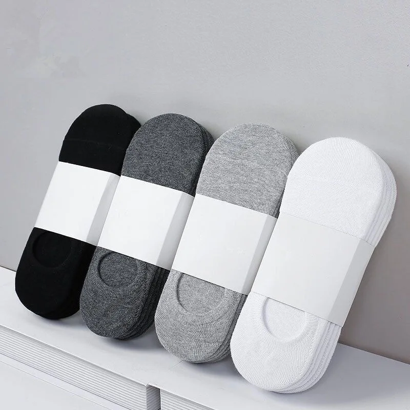 5 Pairs/Multiple Batches of Cotton Invisible Men's Boat Socks Summer and Autumn Non-Slip Silicone Slippers Short Nakedmen'Ssocks