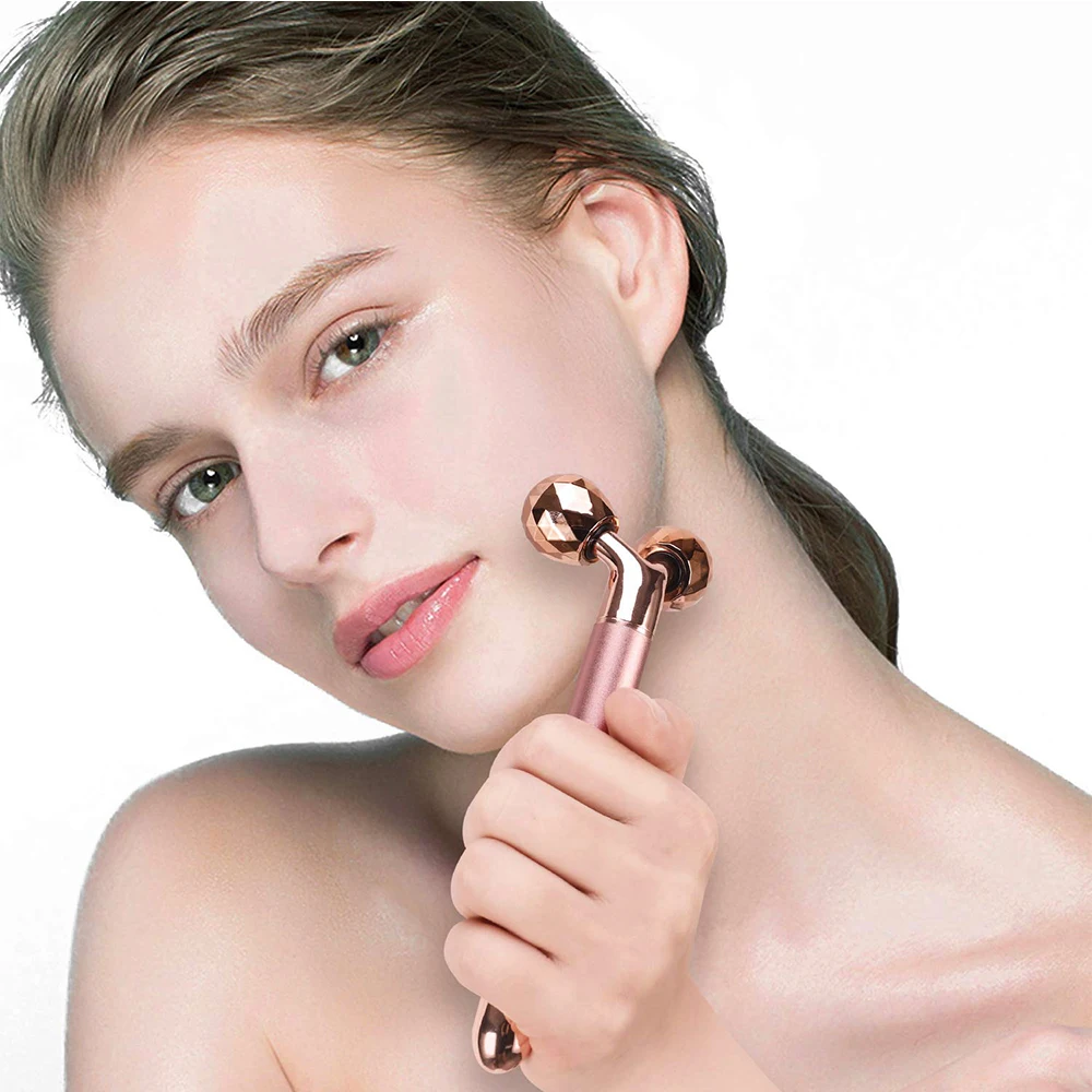 3-in-1 Electric Rose Quartz Jade Roller and Face Massager Set Face Care Tools Eye Massager and 3D Face, Head, Arms,Neck