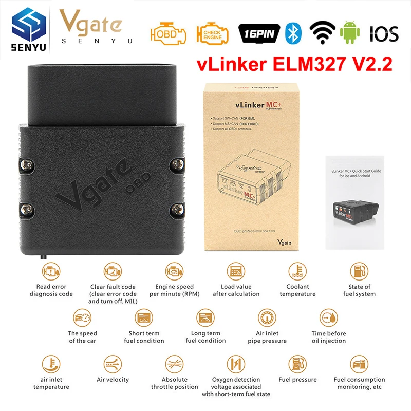 Vgate vLinker MC + ELM327 V2.2 WIFI Forscan ELM 327 для BMW OBD 2 OBD2 Bluetooth 4 0 Автомобильный диагностический