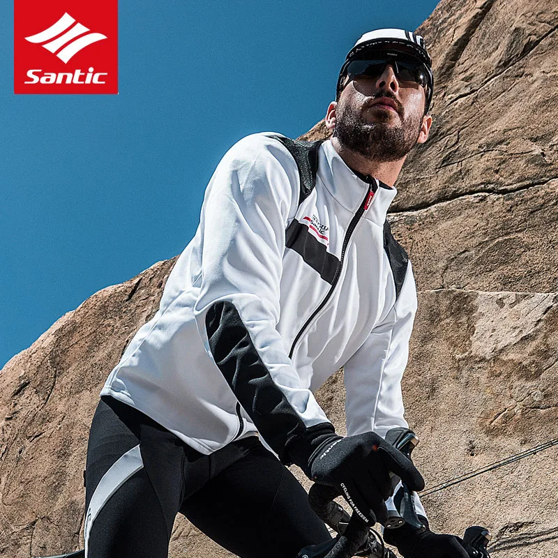 Santic велосипедная куртка, зимняя теплая ветрозащитная велосипедная куртка, Мужская Профессиональная велосипедная куртка, одежда для велоспорта