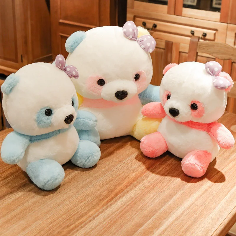 

Pink cute Plush Bear Doll Plush Bear Cuddle Pillow panda fluffy Cuddle Pillow children fluffy animal partner Christmas Surprise