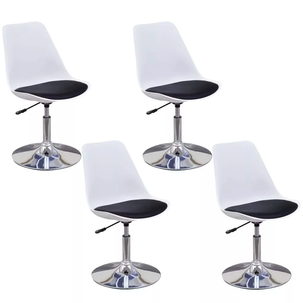 

vidaXL 4pcs Dining Chairs Height Adjustable Swivel White Dining Room Furniture