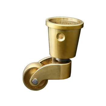 

Tiazza 360 Degree Rotation Brass Round Cup Universal Caster Stem Swivel Wheels Hardware for Piano Sofa Trunk Box Cabinet Fitting
