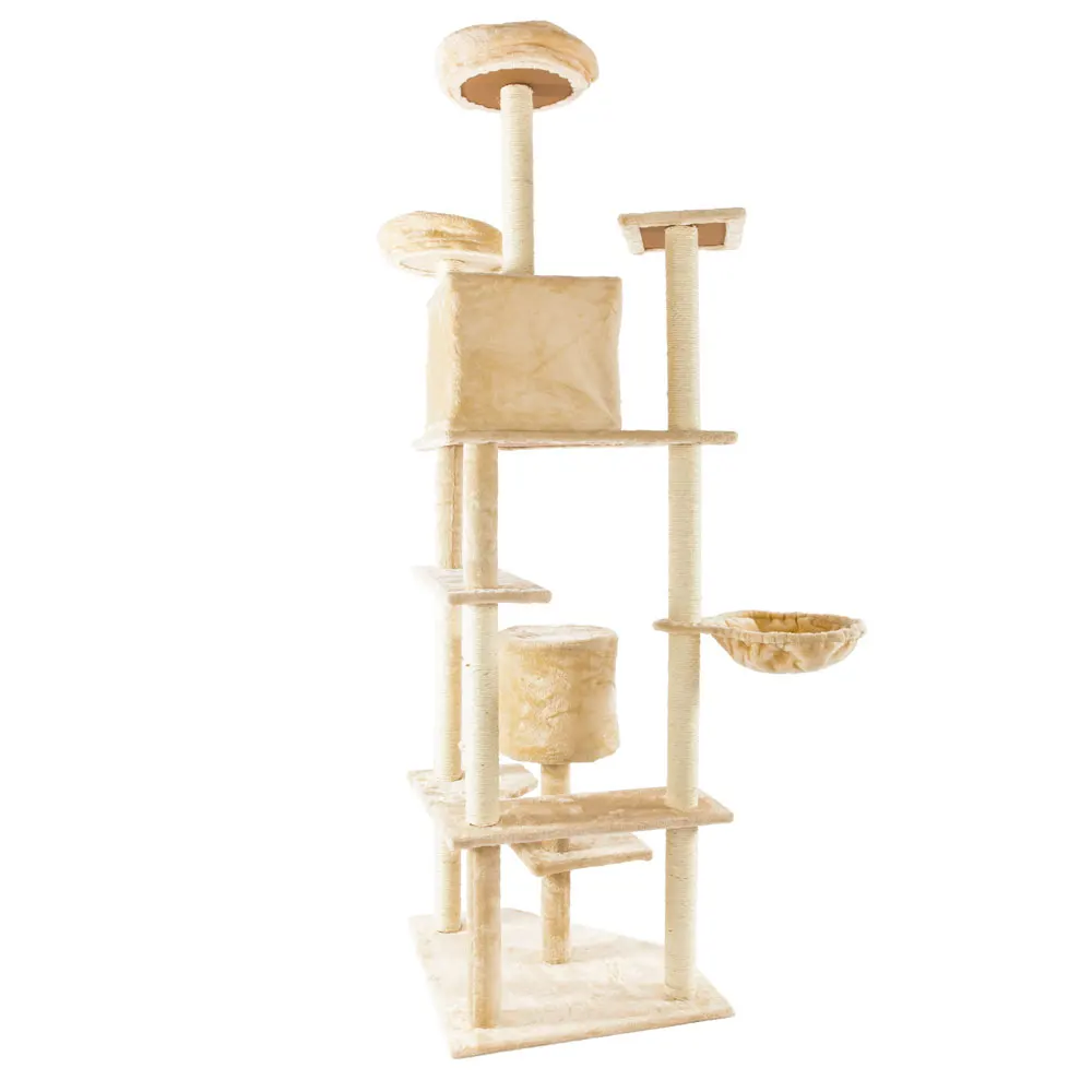 

80" Solid Cute Sisal Rope Plush Cat Climb Tree Cat Tower Black