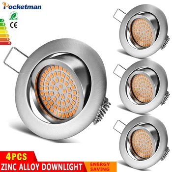 

LED recessed ceiling spotlight 3.5W downlight zinc alloy Protected round nickel for living room, bedroom, kitchen (Pack of 4)