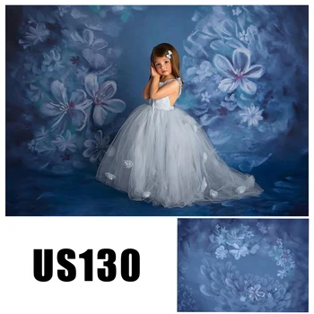 

Watercolor Blue floral Birthday Party Photography Backdrop Newborn Baby Girl Portrait Photophone Photo Studio Background US130