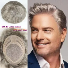 Toupet de cheveux brésiliens 100% naturels pour homme, couleur #760, 10x8 pouces, ondulation naturelle, pour homme blanc
