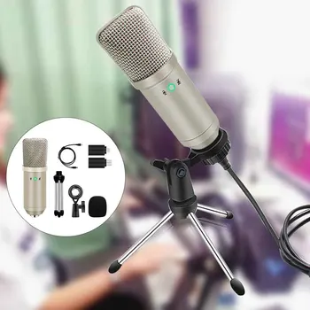 

Singing Universal Aluminum Alloy USB Wired Studio Low Noise For Mobile Computer Professional Condenser Microphone Recording