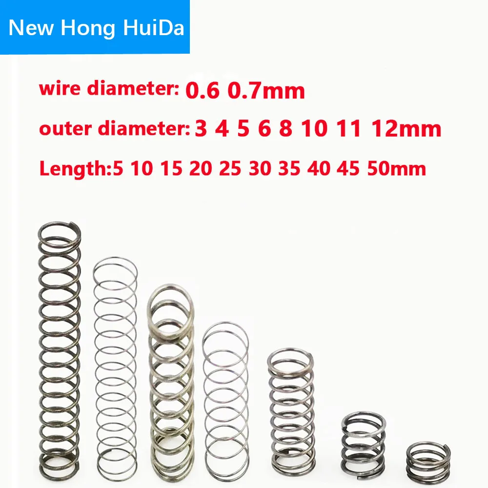 

10pcs 0.60.7mm Wire Dia OD 3 4 5 6 7 8 9 10 11 12 Y-type Rotor Return Compression Pressure spring 10-50mm 304 Stainless Steel