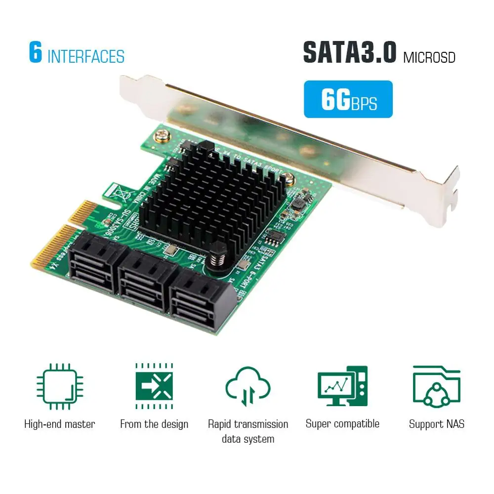 Pci-e к SATA3.0 Плата расширения 6 портов SATA3.0 Riser Card 6G IPFS жесткий диск карта расширения