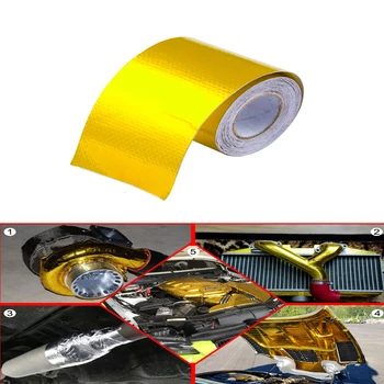 

Gold Heat Wrap Exhaust Tape Thermal Air Intake Insulation Shield Reflective Heat Barrier Self Adhesive Engine 2 Inch 5/9/10M