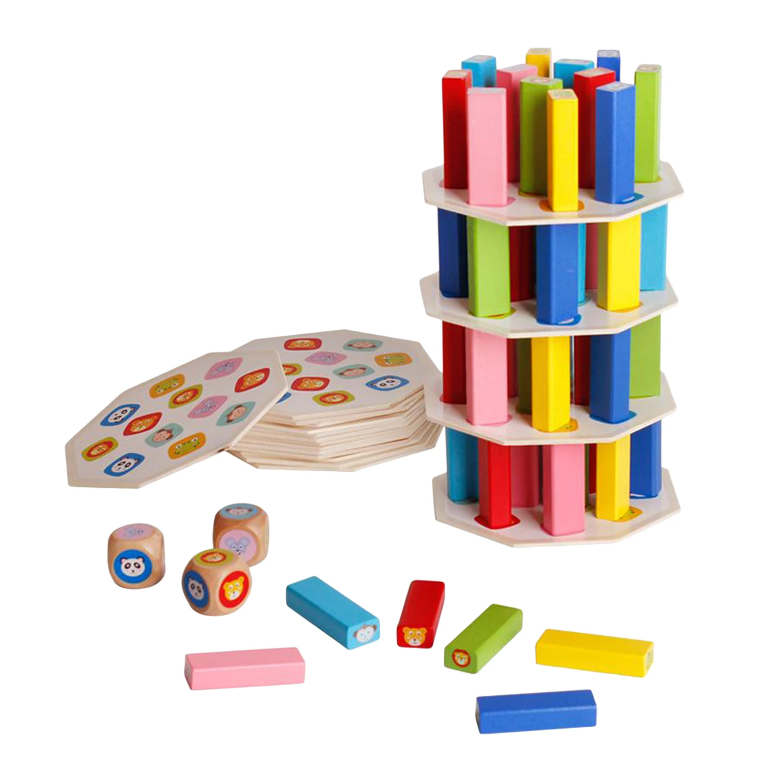 Wooden Colored Building Stacking educational Blocks balancing fun Montessori Toy | Игрушки и хобби