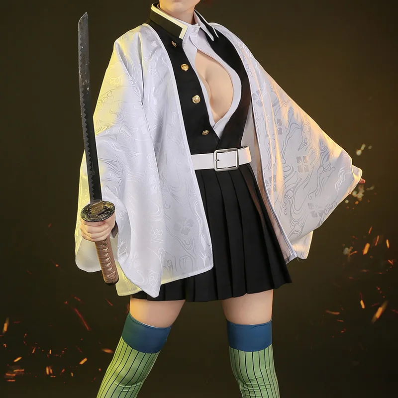 Demon Slayer Kimetsu no Yaiba Kanroji Mitsuri косплей костюм платье униформа костюмы для Хэллоуина для женщин аниме одежда наряды