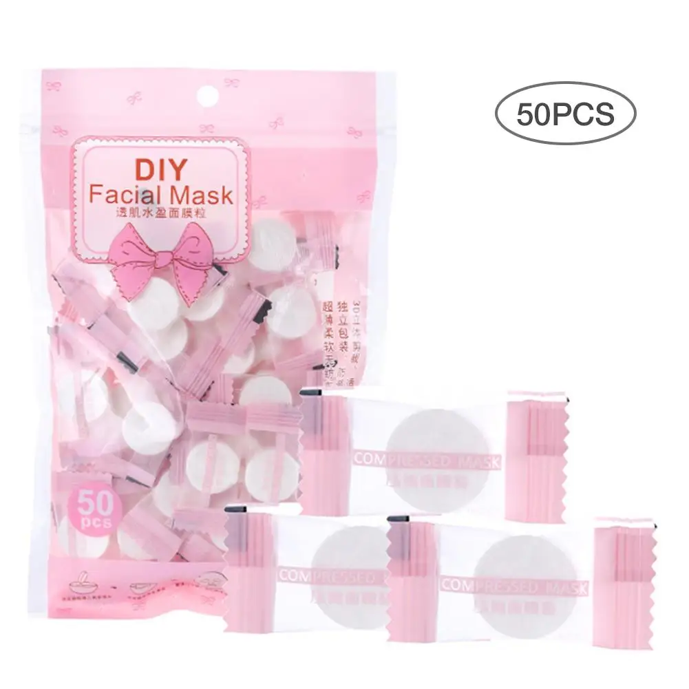 

50pc/pask Compressed Face Mask Paper Disposable Facial Masks Papers Natural Skin Care Wrapped Masks DIY Women Makeup Beauty Tool