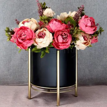 

Nordic Light Luxury Ins Wind Iron Flower Shelf Living Room Office Balcony Simple Indoor Flower Racks Fleshy Green Plant Pots