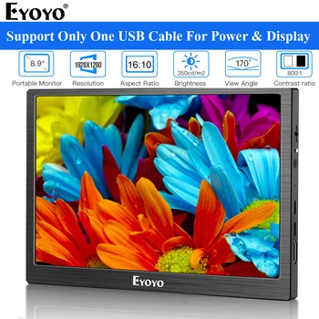 

Eyoyo EM08H IPS 8.9" Portable Monitor 1920x1200 LCD Screen USB Type-C HDMI Computer PC Pantalla for Macbook PS4 Xbox WiiU Laptop