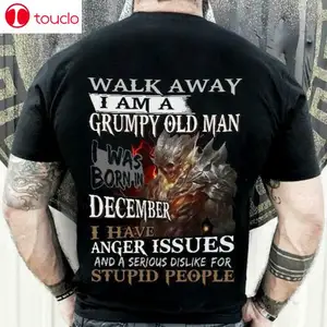 Skull I Am A Grumpy Old Man I Was Born In December Tshirt Black Cotton Men S-6Xl