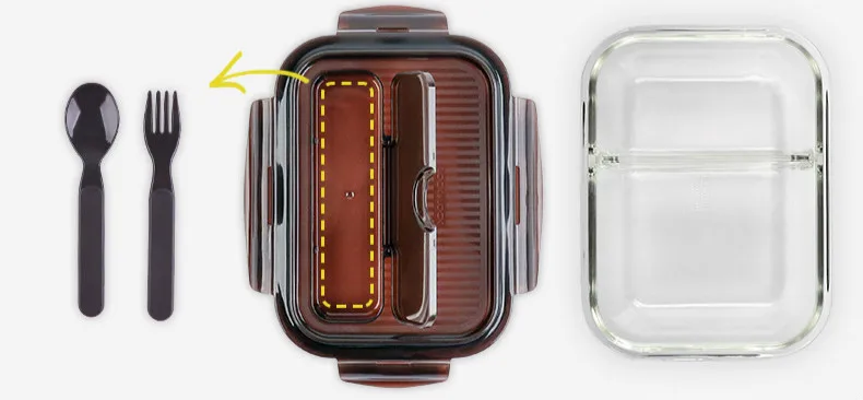 2 сетки Ланч-бокс прямоугольная разделяющая отдельная стеклянная коробка для хранения термостойкая герметичная Микроволновая Печь Пищевые Контейнеры отсеки