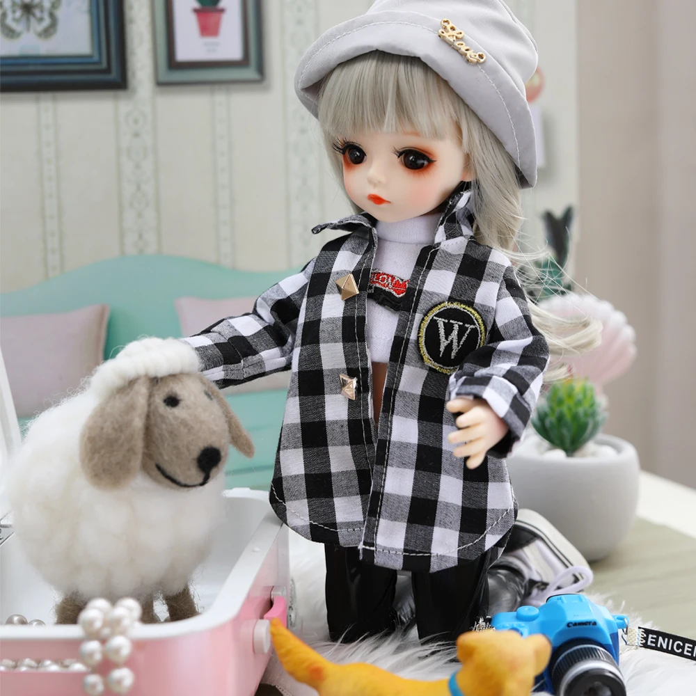 Details about   30cm Mini BJD Doll 1/6 Ball Joint Dolls with Full Set Outfit Fashion Clothes Set 