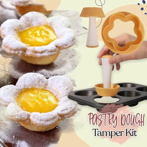 Pastry Dough Tamper Kit Kitchen Flower Round Cookie Cutter Set Cupcake Muffin Tart Shells Mold