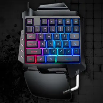 

Wired Mechanical One-Hand Gaming Keyboard Portable LED Backlight Mini Gaming Keyboard for PUBG / CF