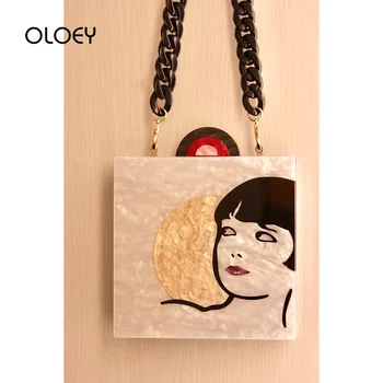 

Vintage Acrylic Handbag Luxury Brand Women Bags Designer Harajuku Box Shoulder Bag Japanese style Round Pearl Evening Bag Bolsos