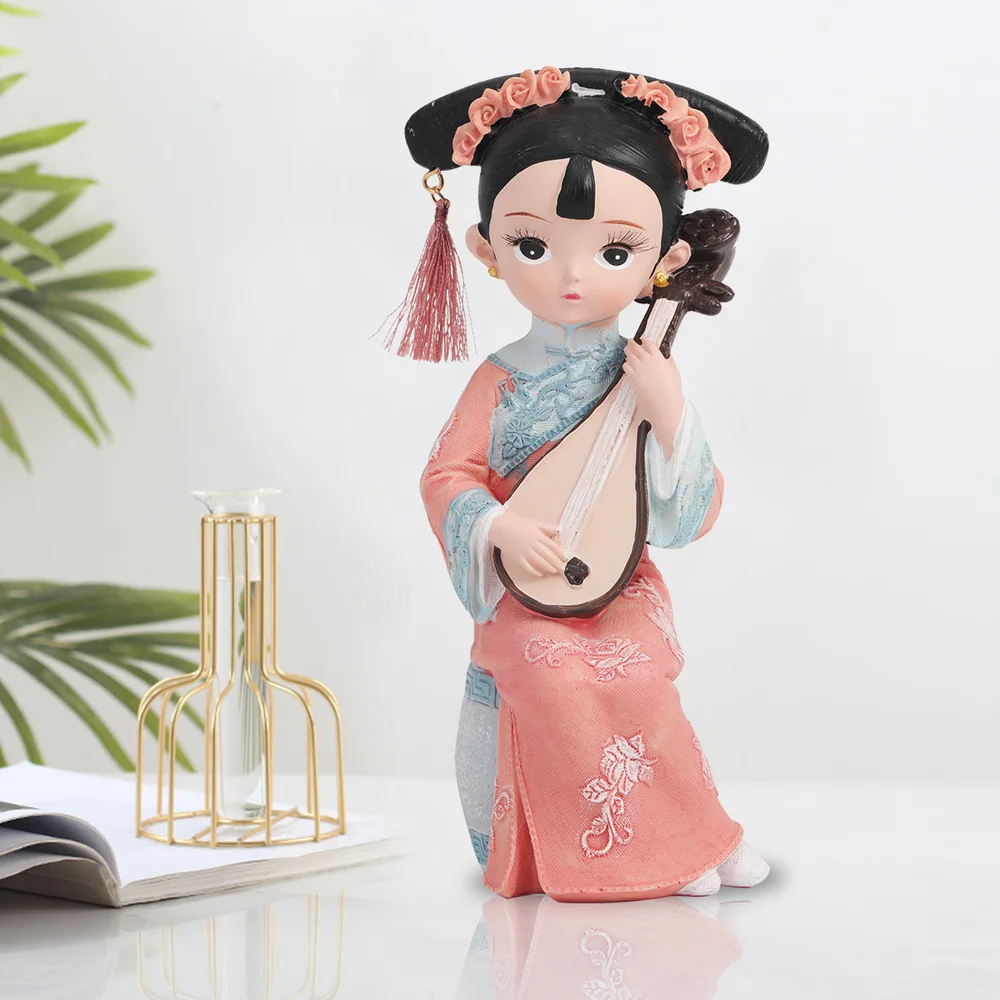 1PC Chinese Princess Ornament Resin Art Figurine Qing Dynasty Royal Style Adornment for Home Shop Decoration (Playing Flute) | Дом и сад