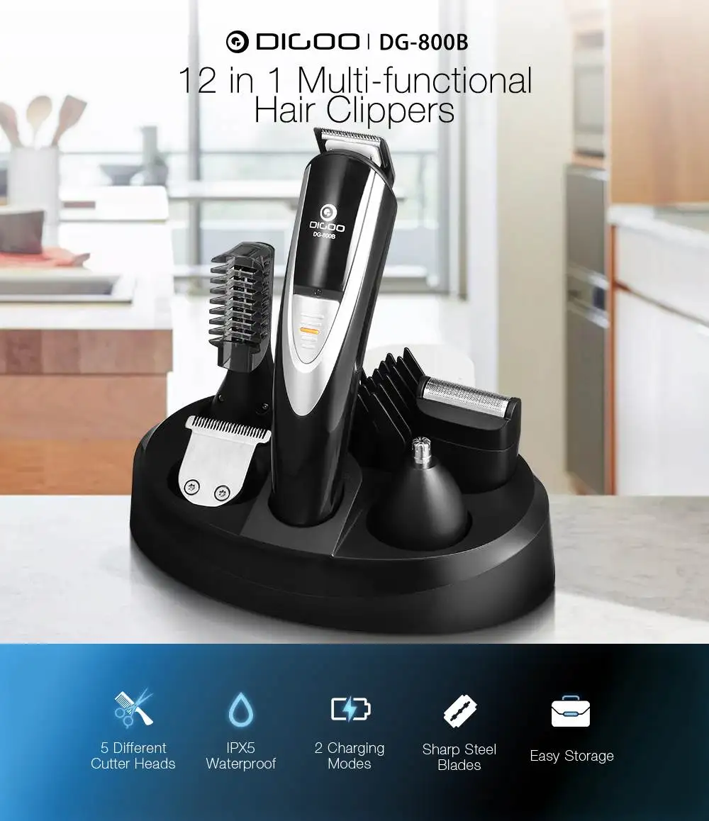 Digoo умный дом IPX5 многофункциональная машинка для стрижки волос Kit1 2 в 1 Мужская электрическая машинка для стрижки волос триммер для бороды носа уха лица тела