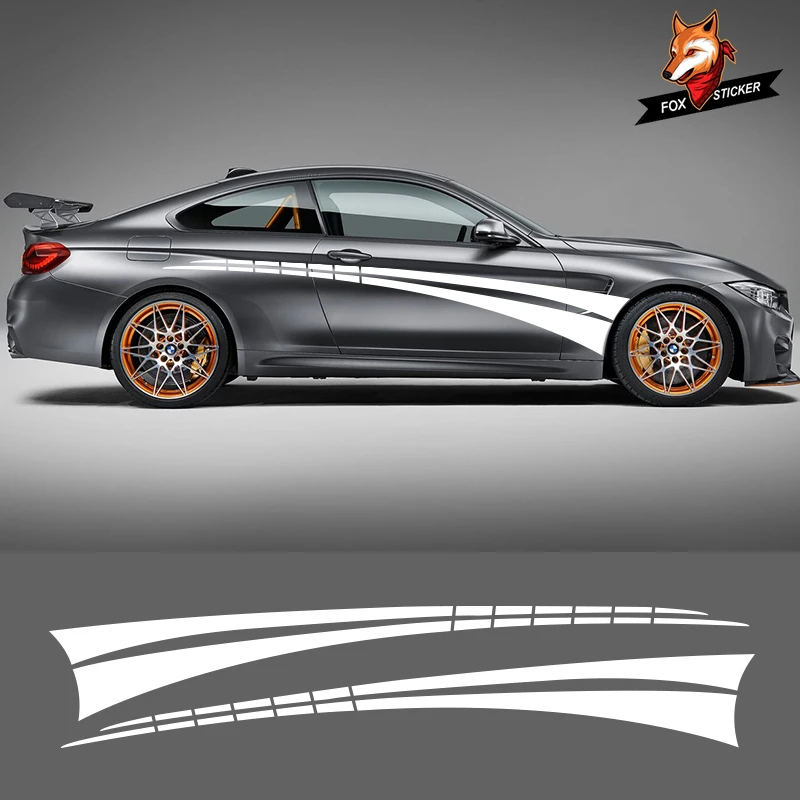 

Наклейка на автомобиль, 2 шт., виниловые графские полосы с боковыми полосками для Audi, Ford, Mazda, Toyota, Kia, Ford, BMW, универсальная