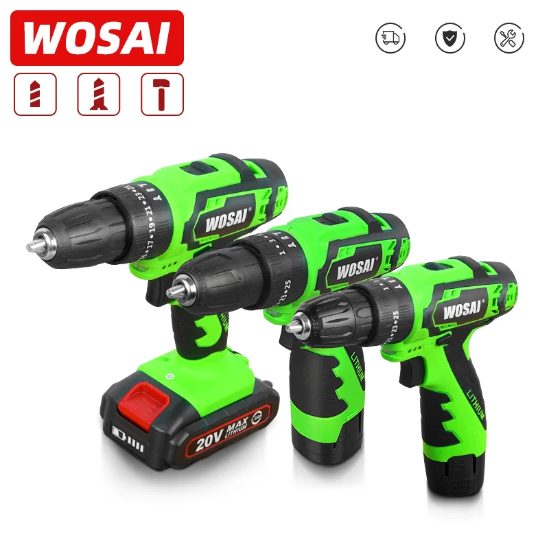 Single Speed Cordless Drill Driver 12V Electric Screwdriver Set 2 Lithium-Ion Battery