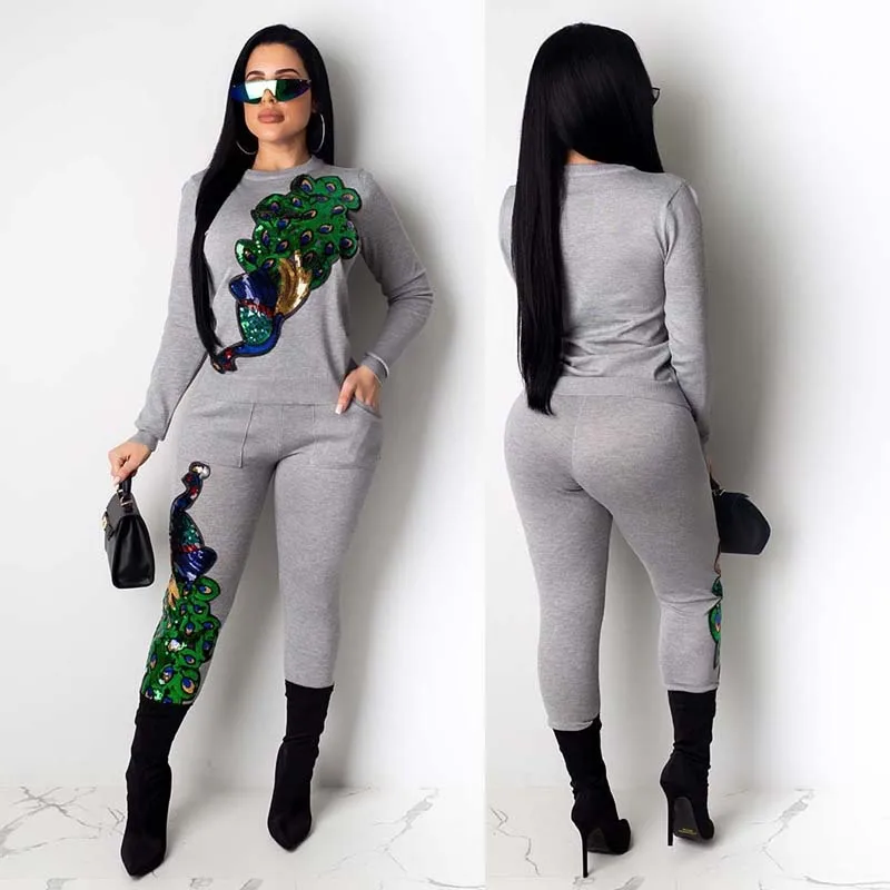 sequin peacock sweatsuit