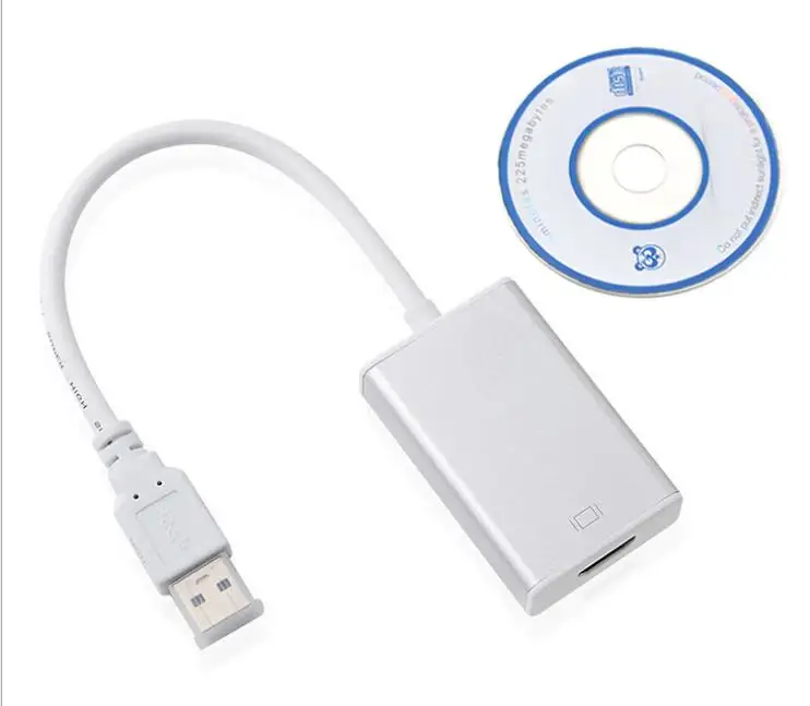 Silver with drive 50 шт./лот USB 3,0 к HDMI типа «Мама»; Аудио Видео адаптер конвертер кабель для Windows 7/8/10 шт - Цвет: Silver with drive