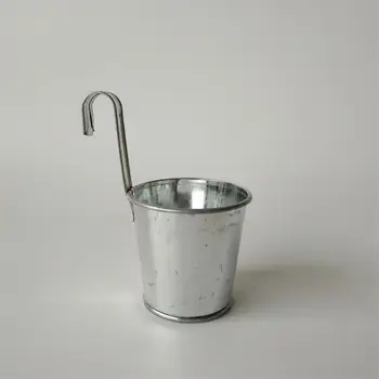 

10Pcs/Lot D6.5XH6CM Small Hook Planter Galvanized mini Hanging bucket Wall Planter Iron pots storage metal