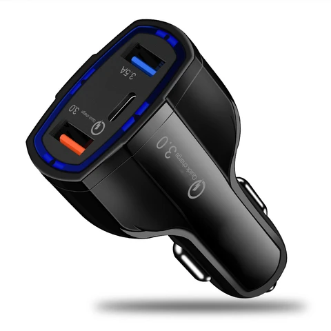 3 USB Car Charger Quick Charge 3.0 QC3.0 Universal Type C Fast Charging For iPhone 12 Pro 11 XS XR X 8 Xiaomi Huawei Samsung