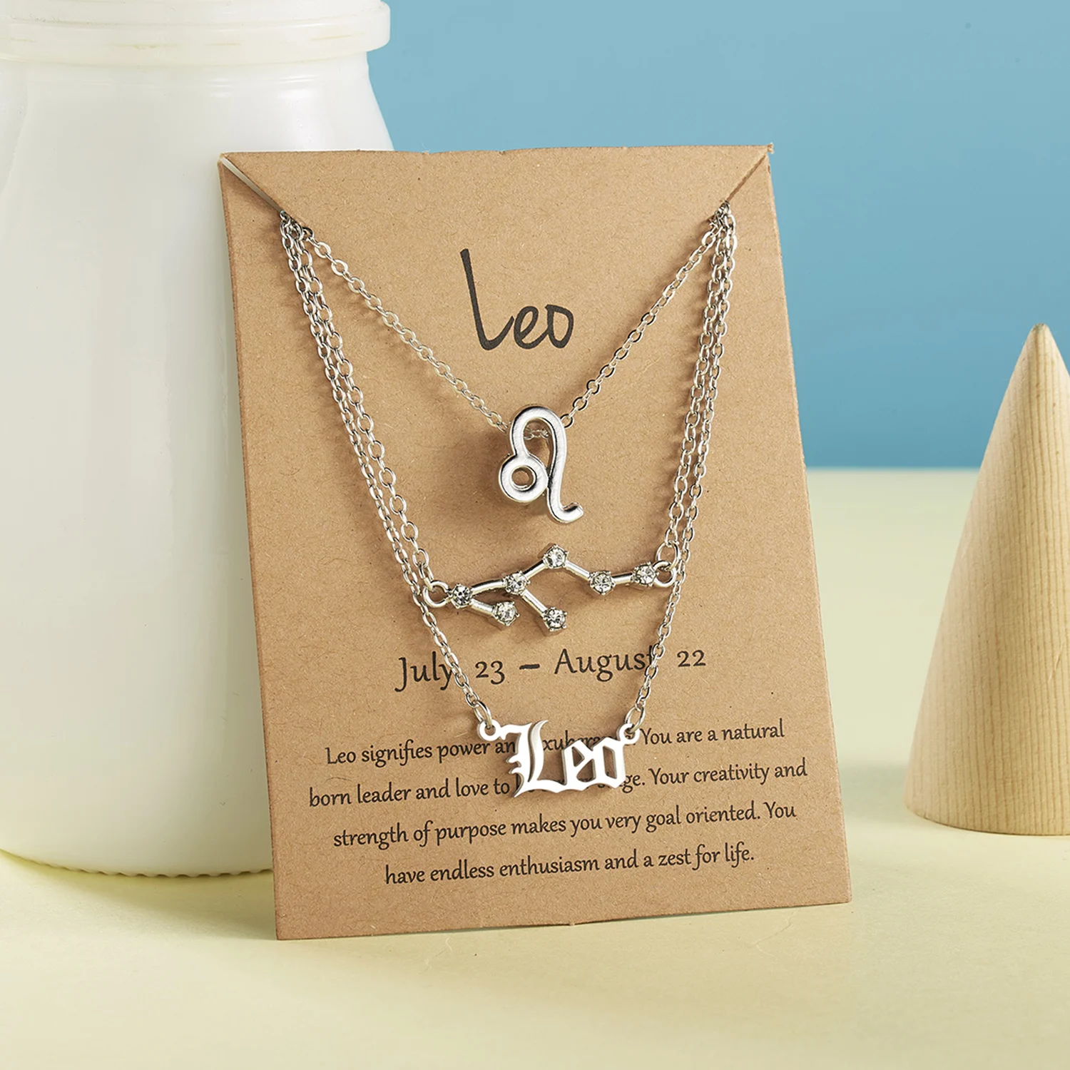 3pcs/set Fashion 12 Constellation Necklace For Women Gold Chain Zodiac Sign Horoscope Letter Choker Couple Jewelry Birthday Gift - Image 5