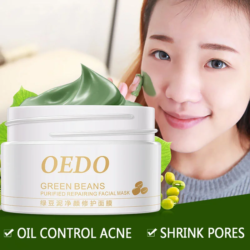 

Face Cleansing Mung Bean Mud Peeling Acne Blackhead Treatment Mask Remover Contractive Pore Whitening Hydrating Care Cream TSLM1