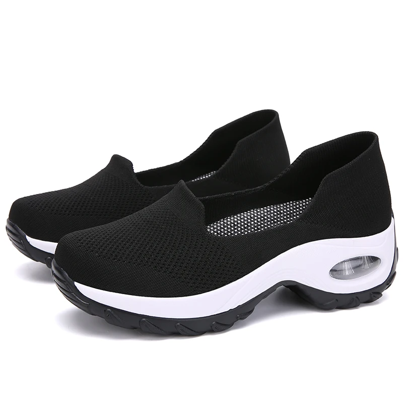 Новинка; женская обувь; обувь на среднем каблуке; дышащие повседневные кроссовки; модная женская обувь, увеличивающая рост; женские кроссовки; QH-B1905 - Цвет: Black