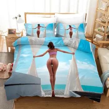 

Sexy Girl Bikini Buttocks Beach Bed Set Bedroom Decor Microfiber Hypoallergenic Quilt Cover 1PC Duvet Cover Pillowcase Free Mask