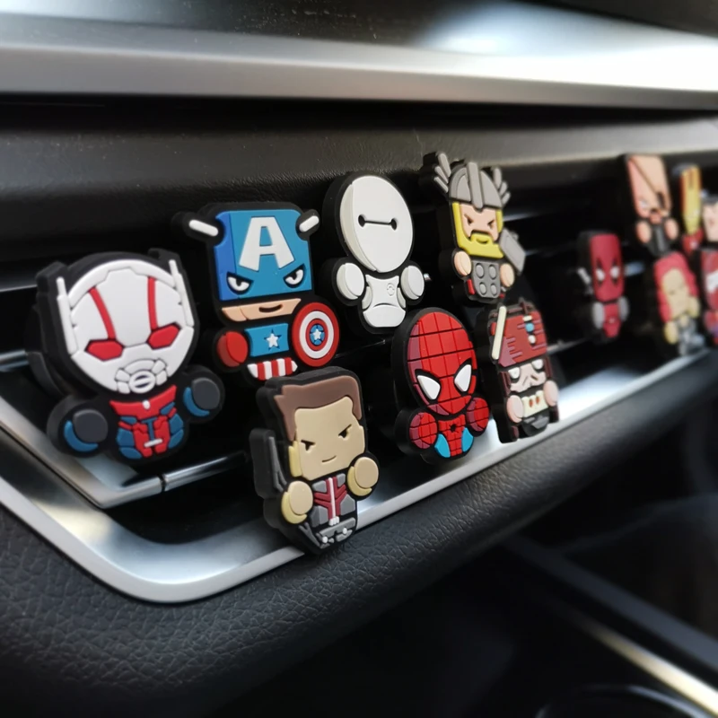 Автомобильный освежитель воздуха с героями мультфильмов, автомобильный освежитель воздуха с зажимом Deadpool Marvel, Мстители в стиле авто, твердый ароматизатор, Кондиционер