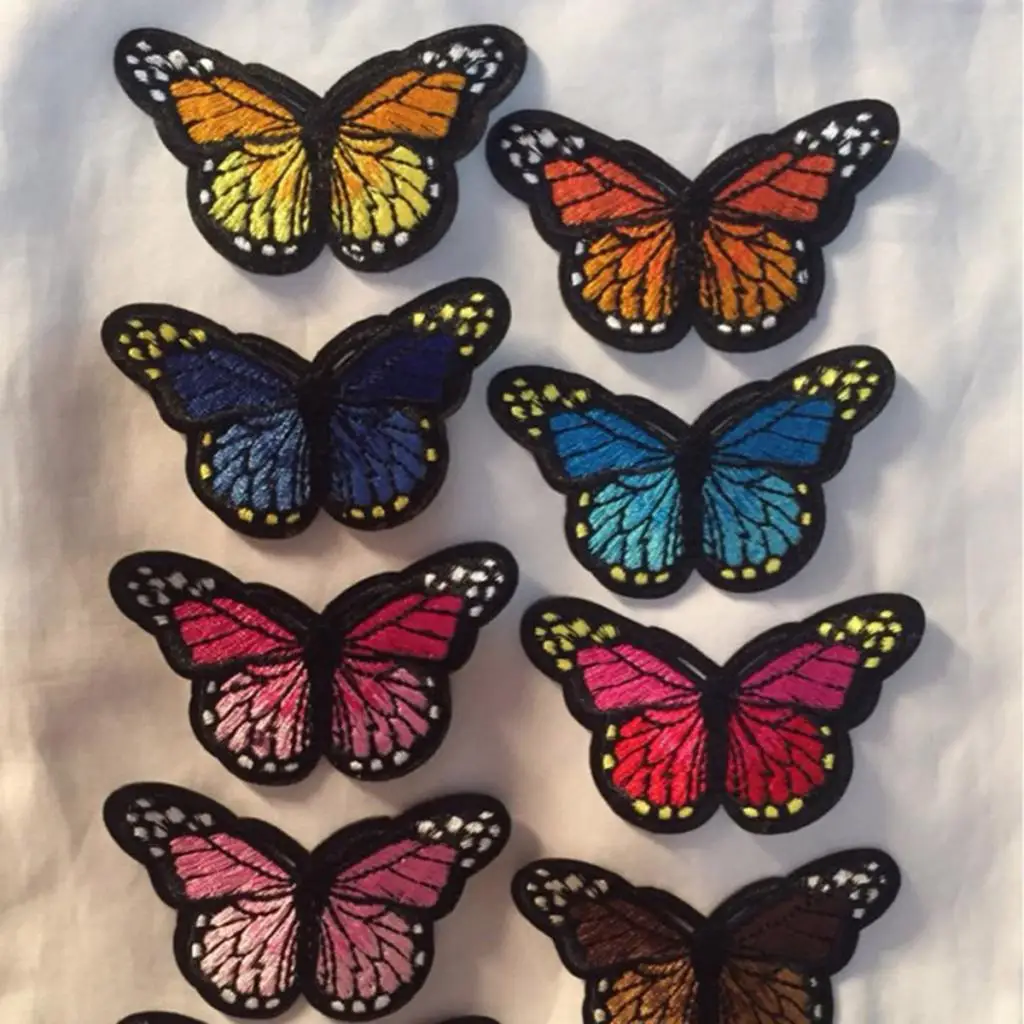 12Pcs Butterfly Iron on Sew on Patches Embroidery Applique Patches for Jeans, Jackets, Clothing, Bags and so on