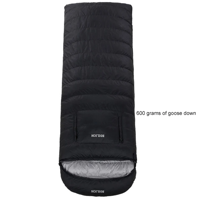 Expose Hand Sleeping Bag Camping Hiking Climbing Spring Autumn Splicing Double Sleeping Bag Travel Waterproof Sleeping Bed - Цвет: Black600g Goose Down