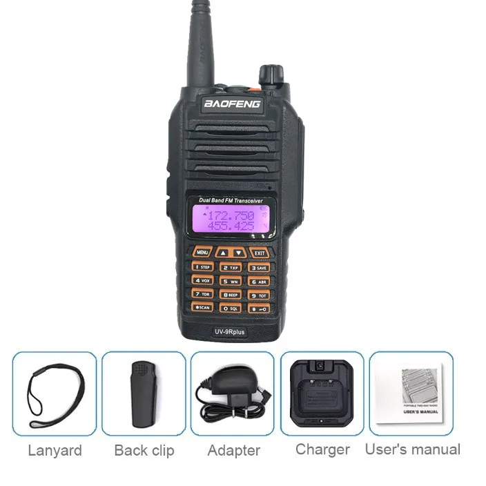 1 radio BAOFENG UV-9R PLUS 10 Вт Высокая мощность Водонепроницаемая рация UHF VHF 4800 мАч морской CB Ham Радио Рыбалка КВ трансивер UV 9R - Цвет: 1 radio