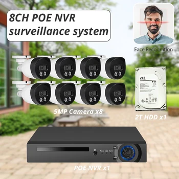 

KERUI H.265 8CH 5MP Face Record NVR POE Set Security Camera System Kit Waterproof Video Surveillance IP CCTV Camera System