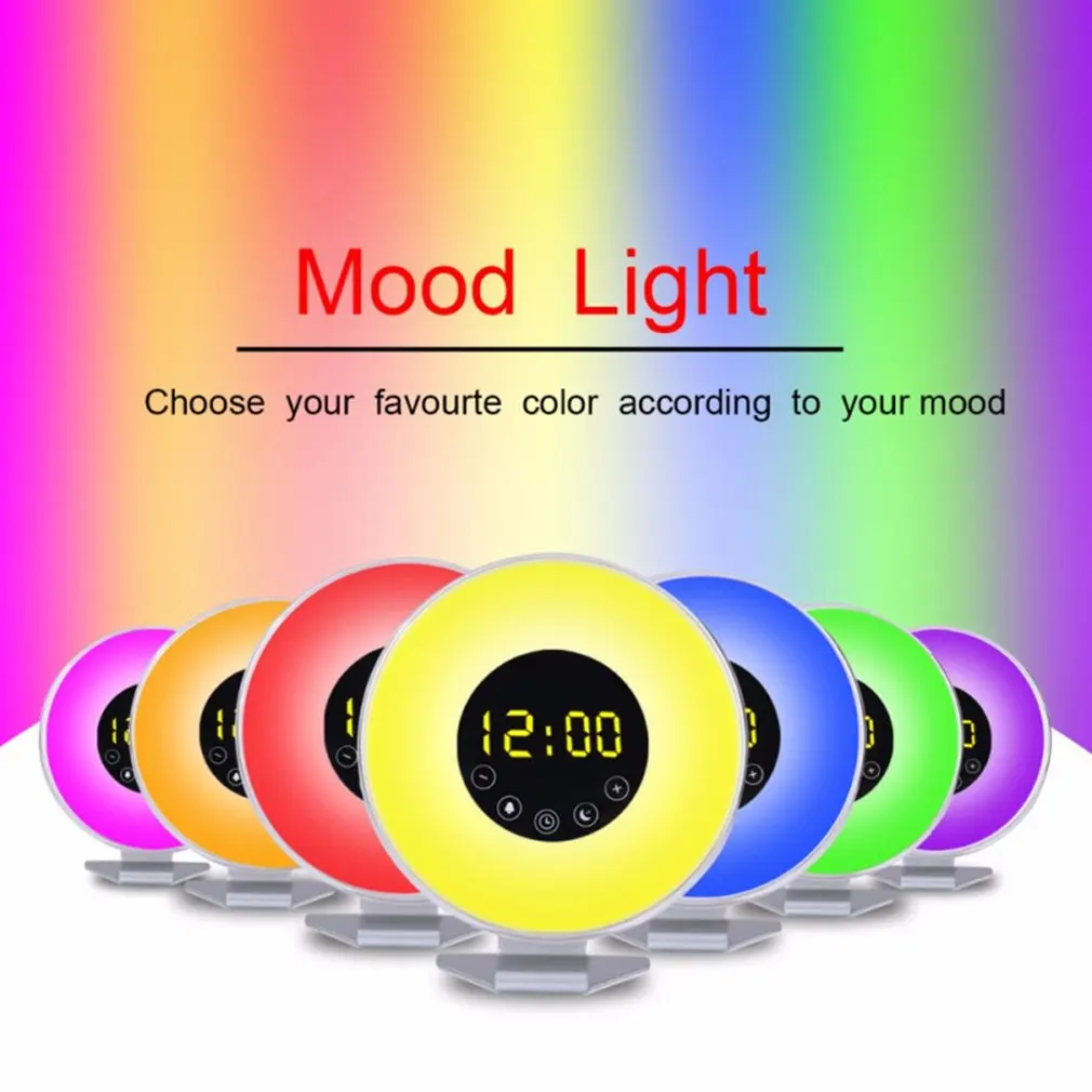 Цветной светодиодный электронный смарт-будильник с сенсорным пробуждением свет природа Пробуждение Спящая музыка Красочный ночник