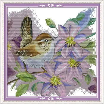 

Joy Sunday The Birds Under The Blue Flower Counted Cross Stitch 11&14CT Cross Stitch Set Cotton Cross-stitch Embroidery Needlew