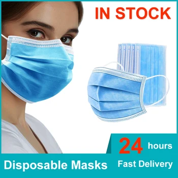 

Fast delivery Hot Sale 3-layer mask Face Mouth Masks Non Woven Disposable Anti-Dust Meltblown cloth Masks Care Elastic Earloop
