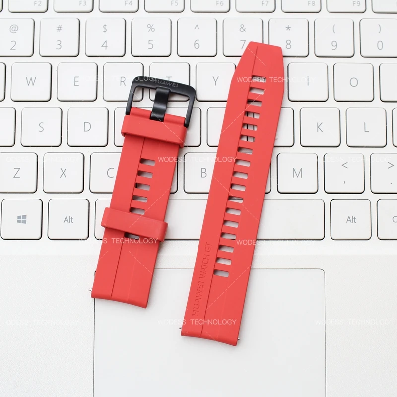 Красный 22 мм сменный кожаный силиконовый ремешок для huawei Watch GT/Watch 2pro Watch Band - Цвет: Красный